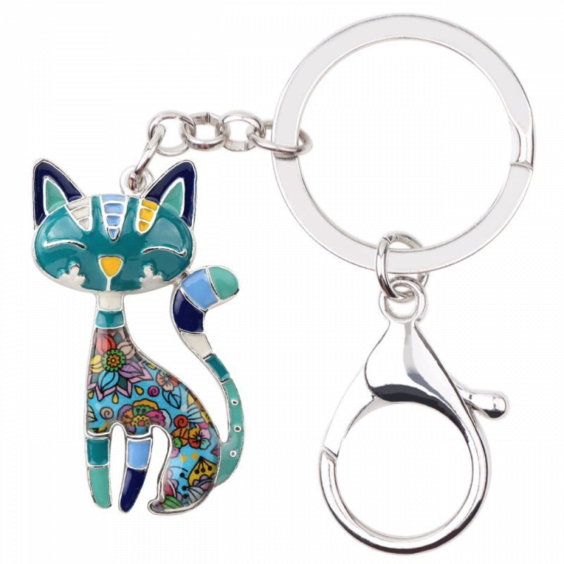 卸売カラー猫合金キーホルダー